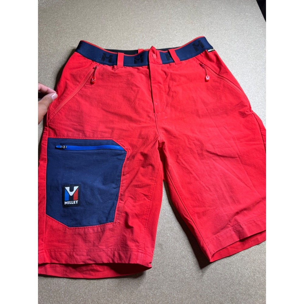 Millet Mens Cordura Hiking Shorts Red Navy Blue Technical Trekking Size 32